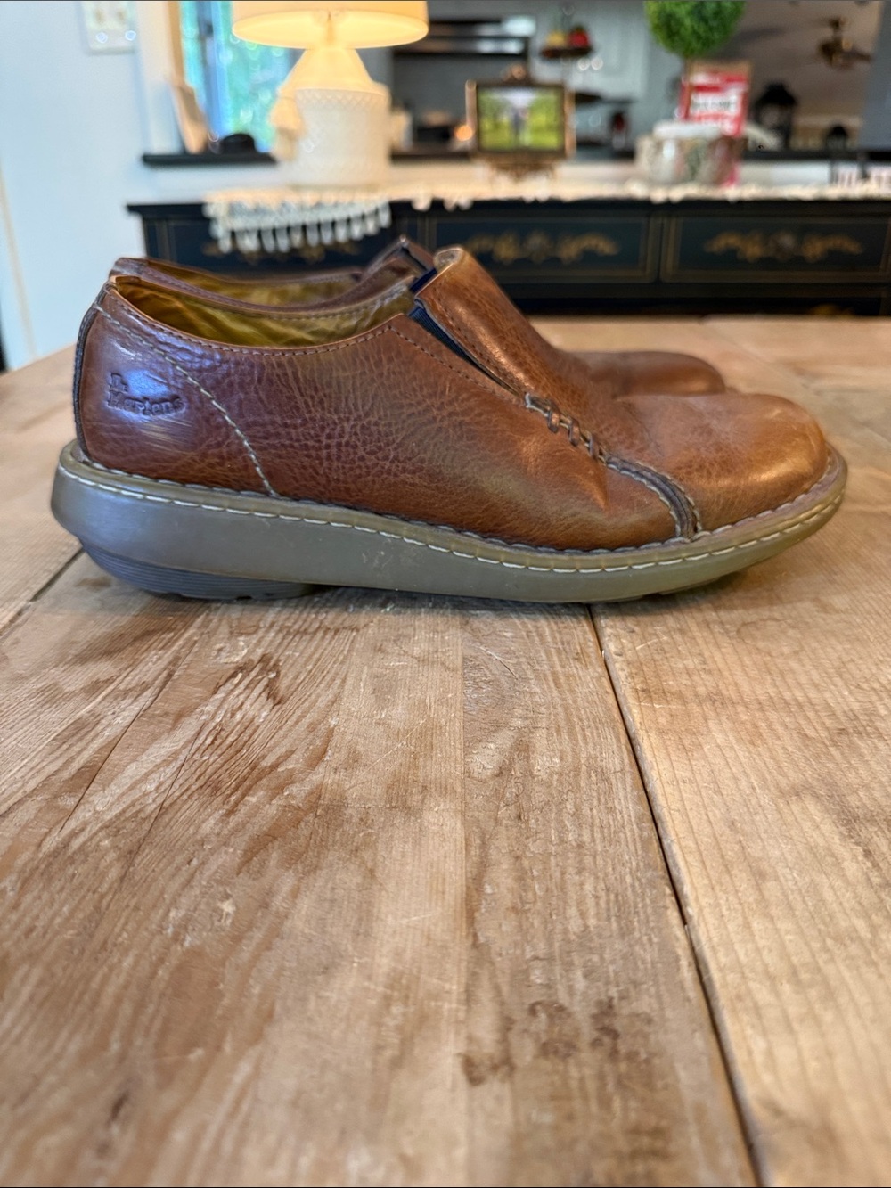 Dr. Martens Brown Leather Slip-On Clogs - Picture 3 of 10